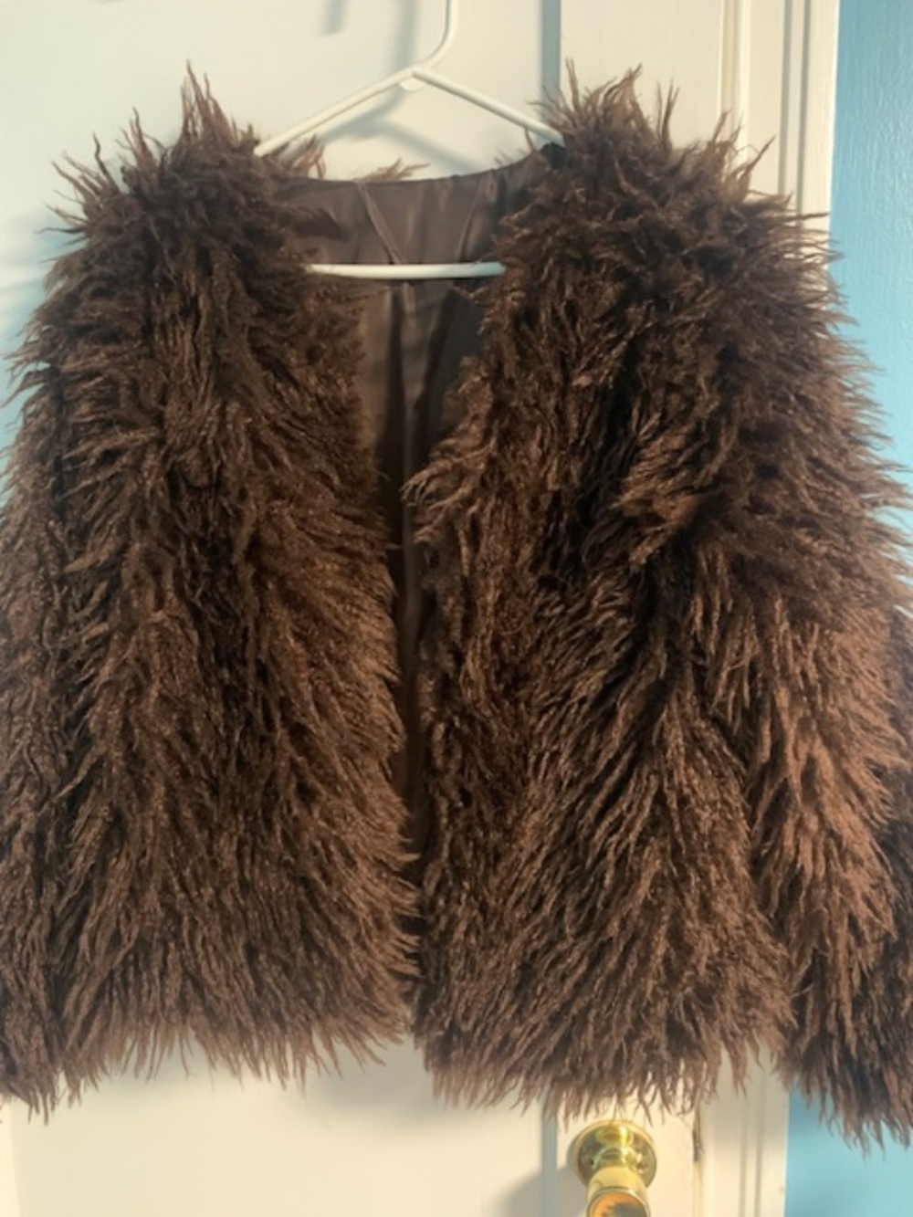 Brown shaggy faux fur jacket